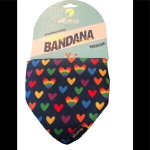 Whimsy Rainbow Hearts Pride Reversible Dog Bandana Neck Sz M 14-20” NWT
